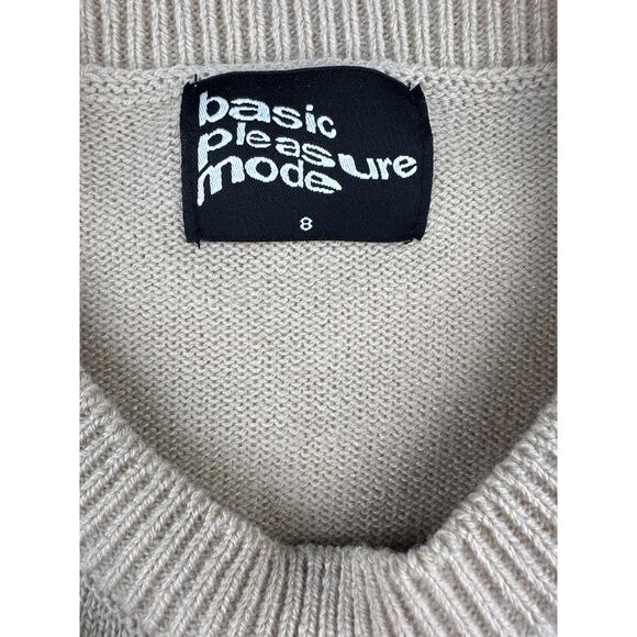 Basic Pleasure Mode - Big Ted Fluffy Trim Knit Jumper Sweater in Beige - Picture 3 of 4